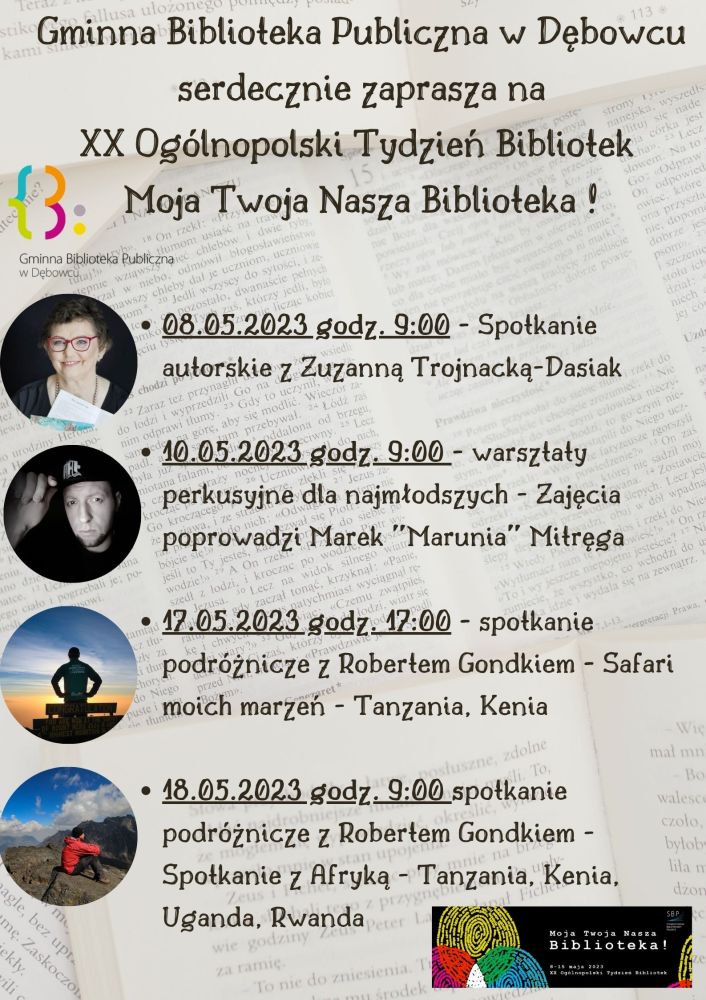 Serdecznie zapraszamy do świętowania XX Ogólnopolskiego Tygodnia Bibliotek razem z nami 