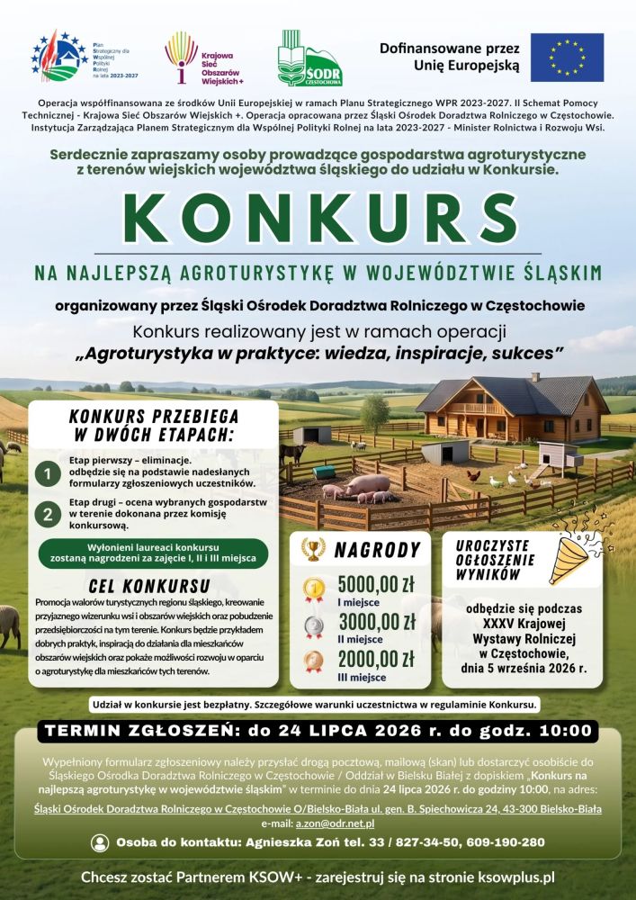 Konkurs na najlepszą agroturystykę w województwie śląskim